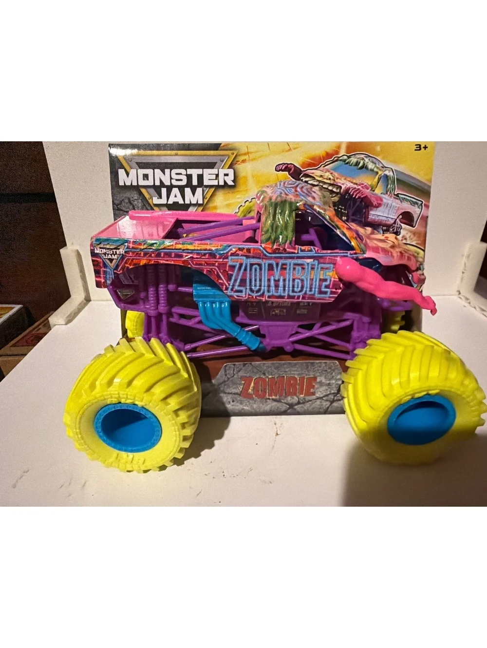 Monster Jam Zombie Monster Truck Toy with Yellow Tires